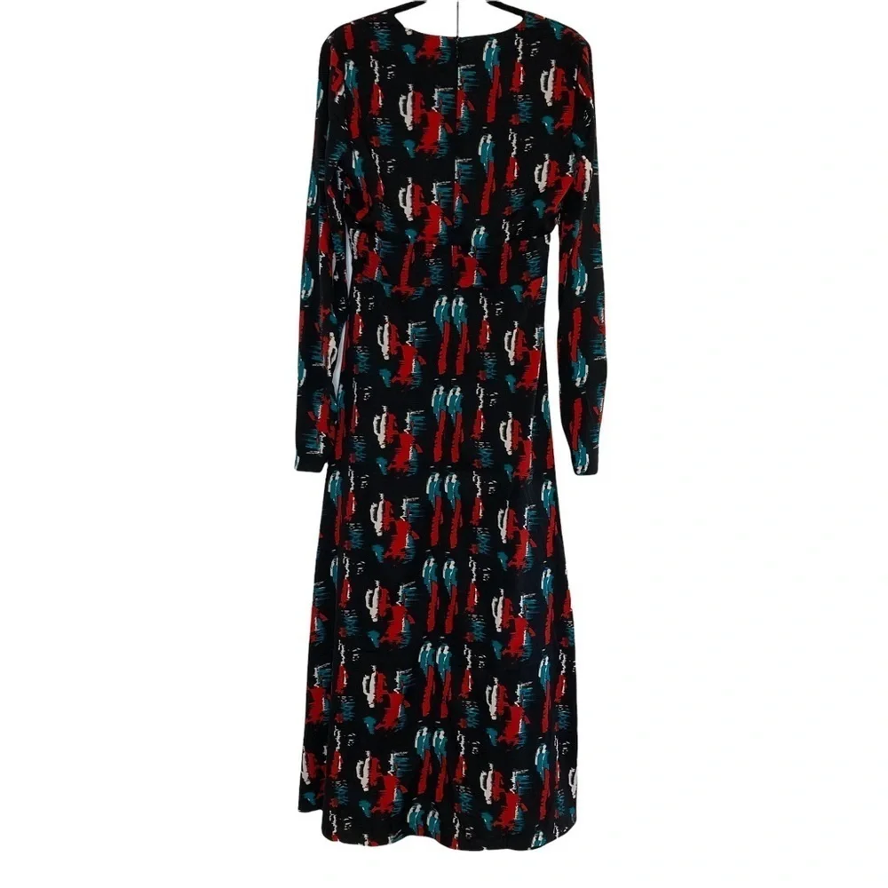 W118 by Walter Baker Black Raquel Patterned Maxi Dress Sz M - Picture 3 of 15